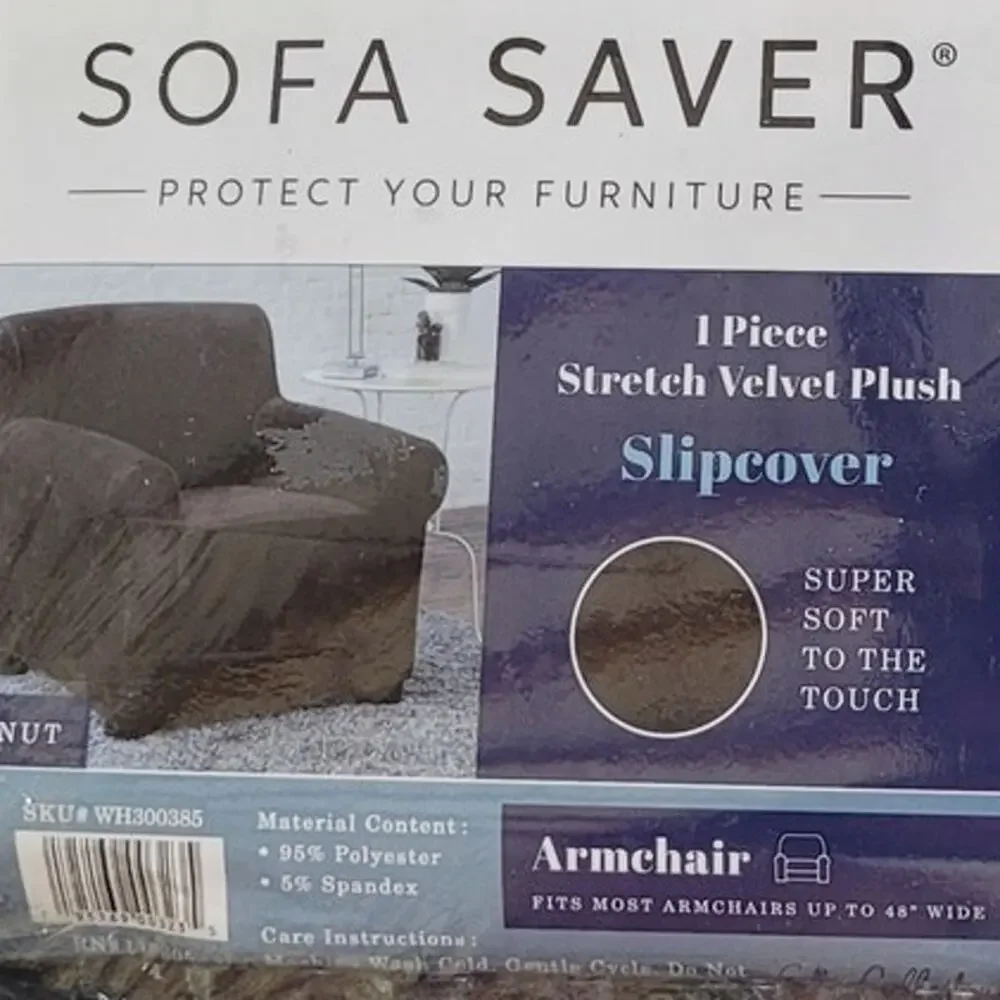 Sofa Saver Armchair Velvet Plush Slipcover, Walnut, 1 PC (Fits Chair Up to 48